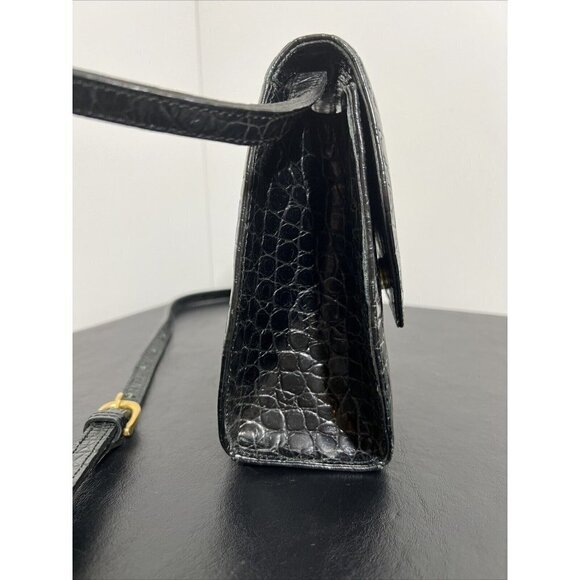 Vintage Albert Nipon Embossed Leather Crossbody Bag Black 7” x 6” - Picture 3 of 16